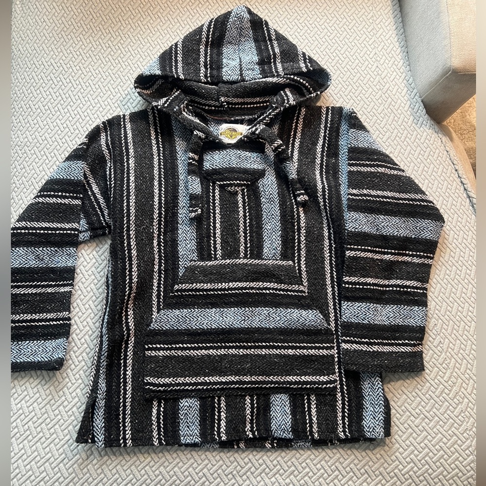 Black and Gray Striped Baja Hoodie